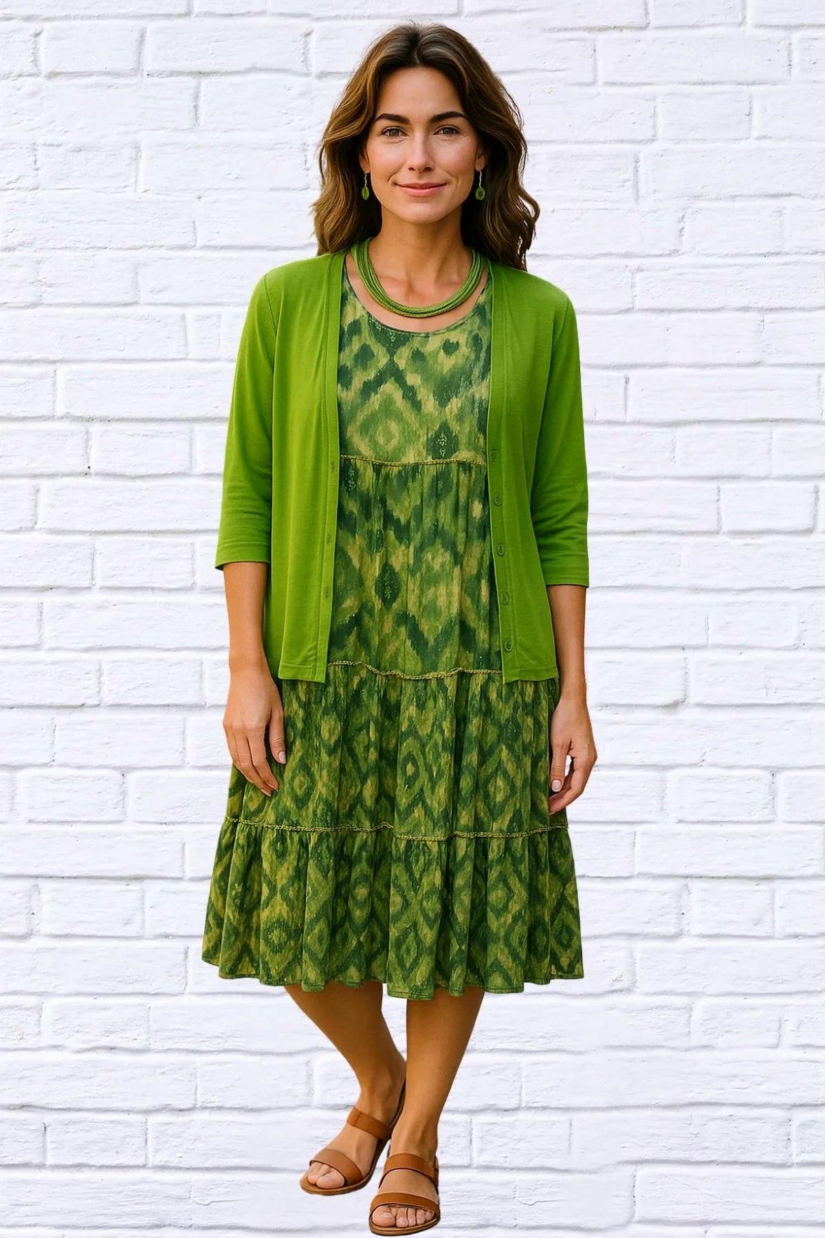Contrast Scoopneck Midi Dress