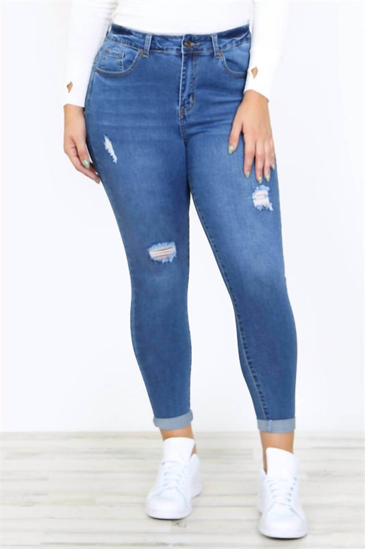 Haute Curve - Plus Size Ripped Skinny Jeans - Rack Hunt -
