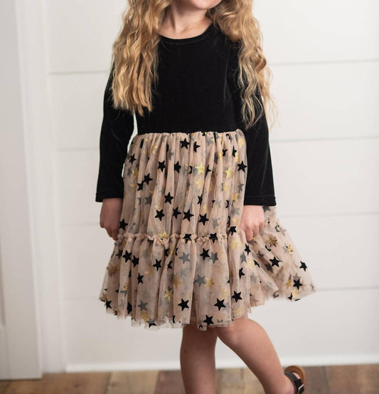 Star Velvet Holiday Sparkle Tulle Dress