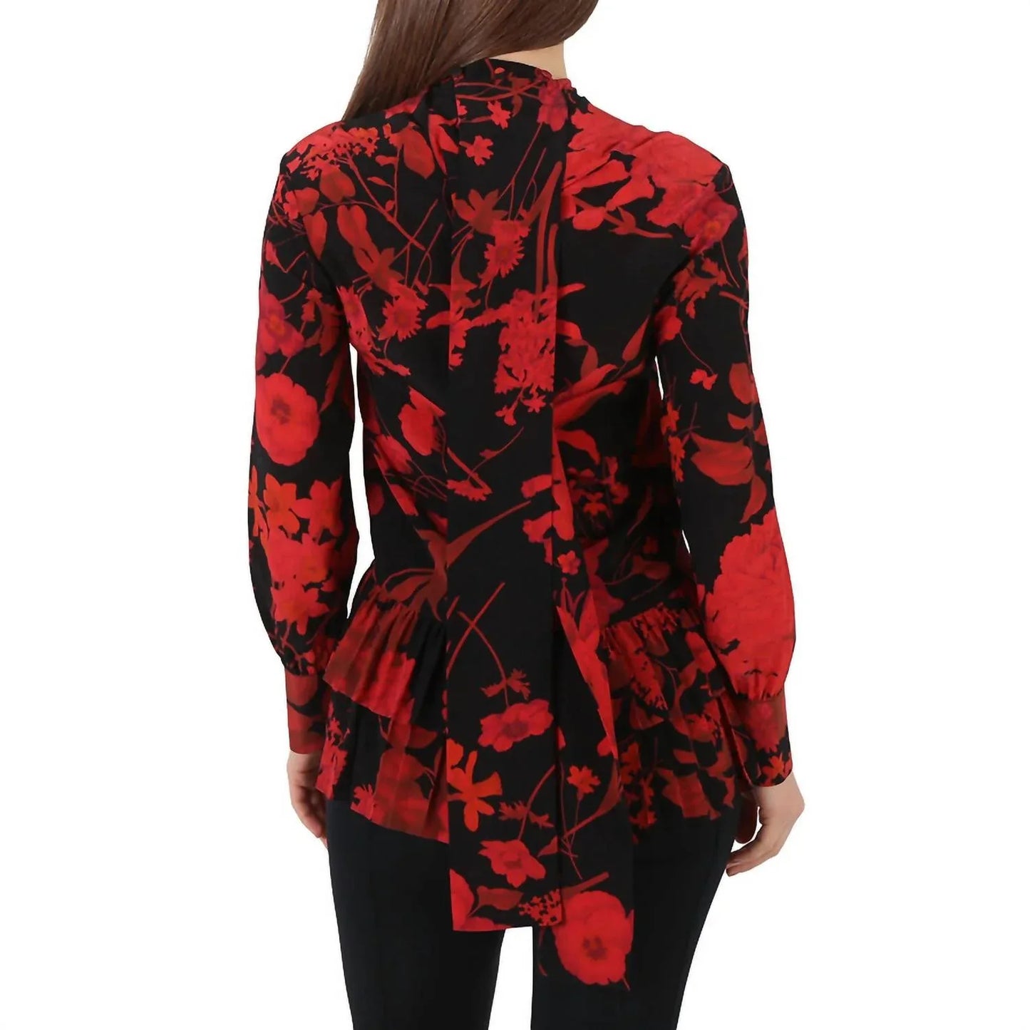 Valentino - Floral Print Pleated Trim Blouse - detail view - Rack Hunt