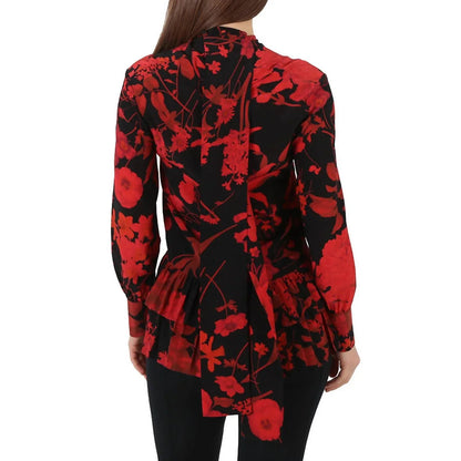 Valentino - Floral Print Pleated Trim Blouse - detail view - Rack Hunt
