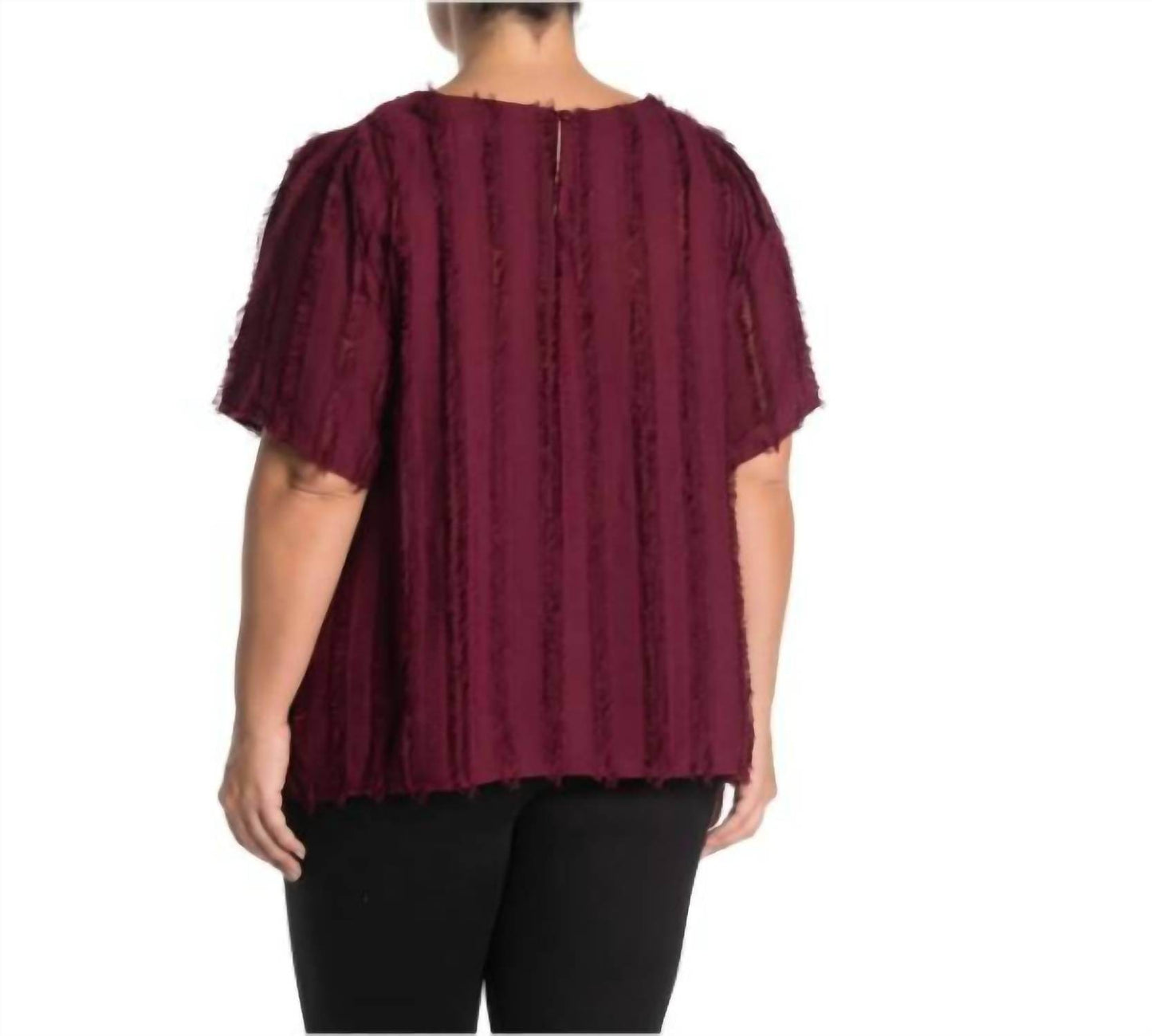 Everleigh - Shadow Stripe Eyelash Merlot Fringe Top - Rack Hunt