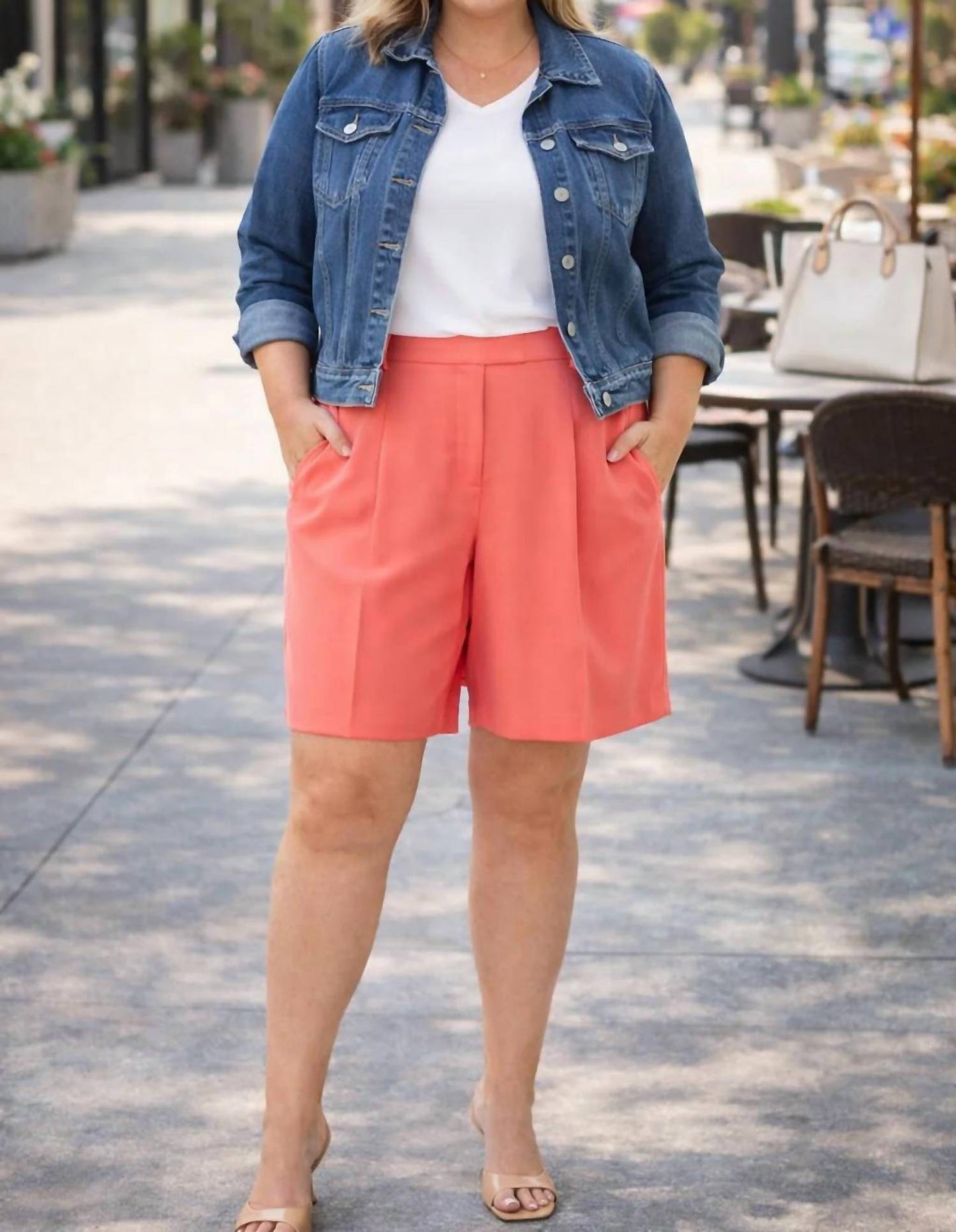 High Waisted Pleated Dress Bermuda Shorts