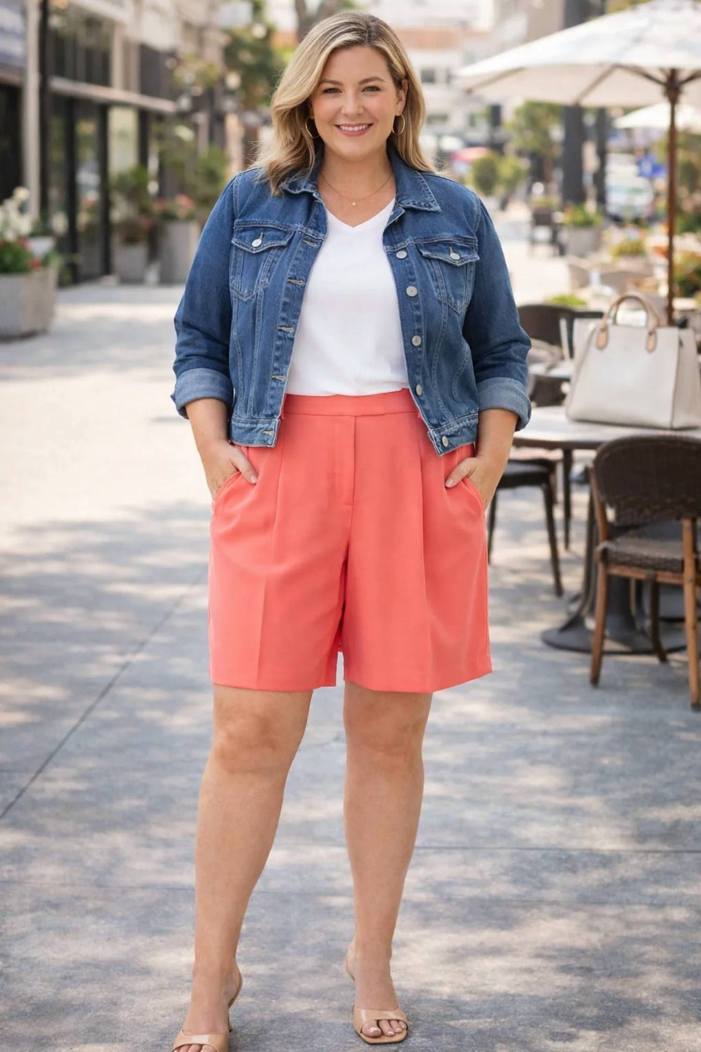 High Waisted Pleated Dress Bermuda Shorts