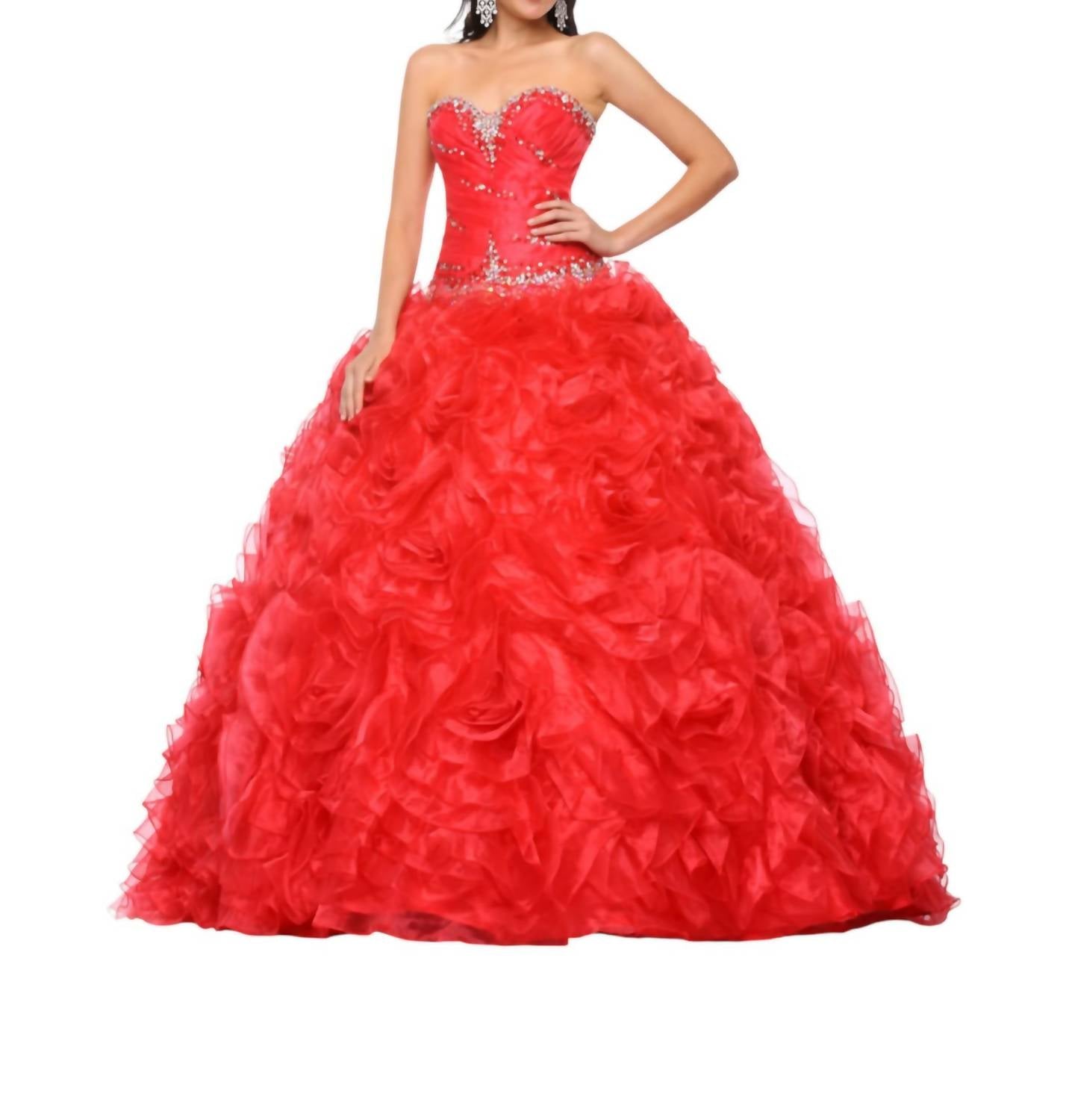 Regal Beaded Ruched Ball Gown