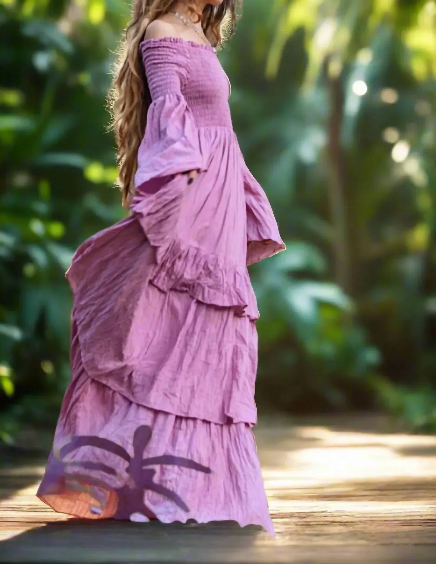 Zinnia Pearl - Women's Sexy Shoulders Maxi Dress - Rack Hunt