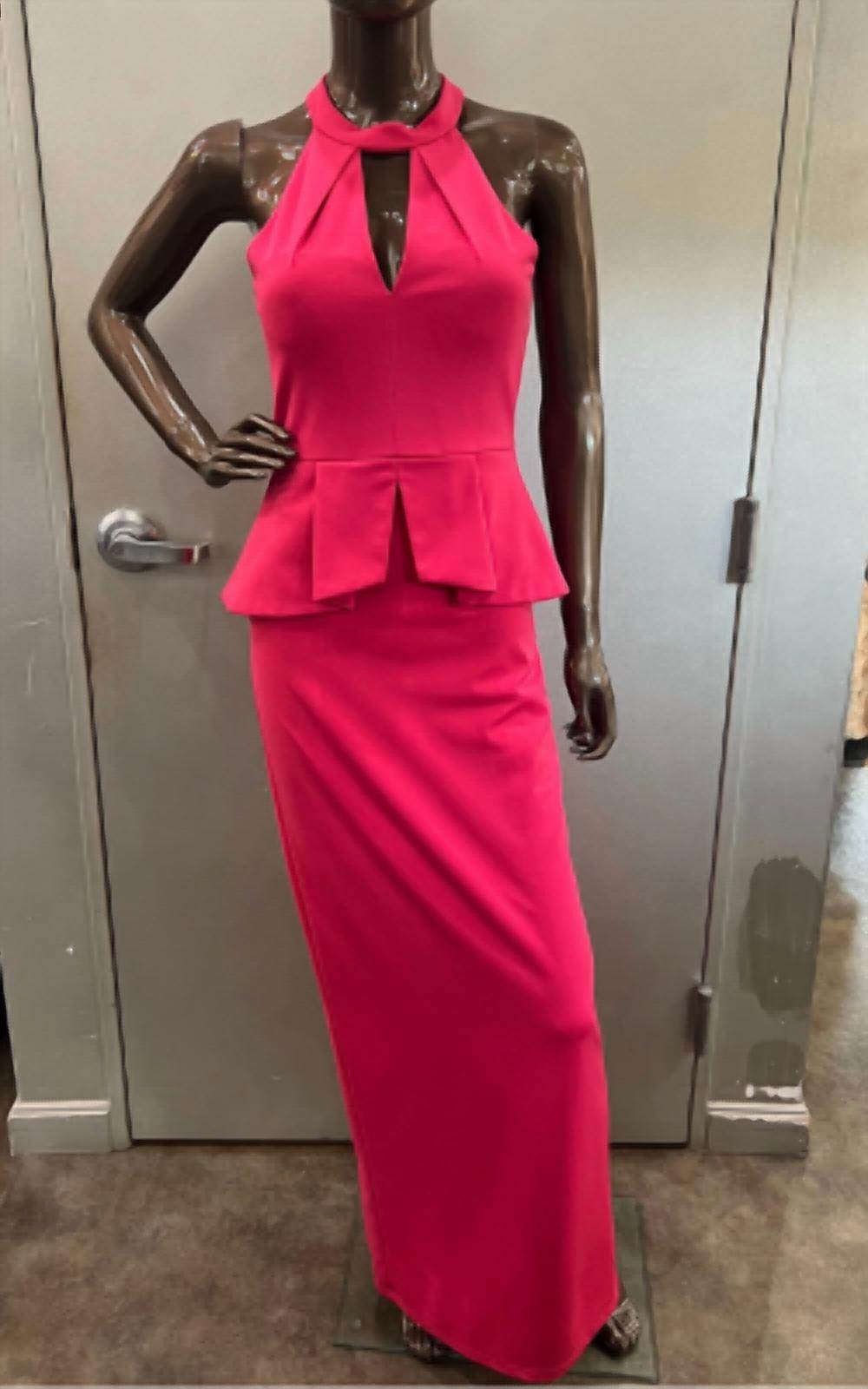 Bariano - Women's Bariano Halter Gown With Peplum - Rack Hunt -