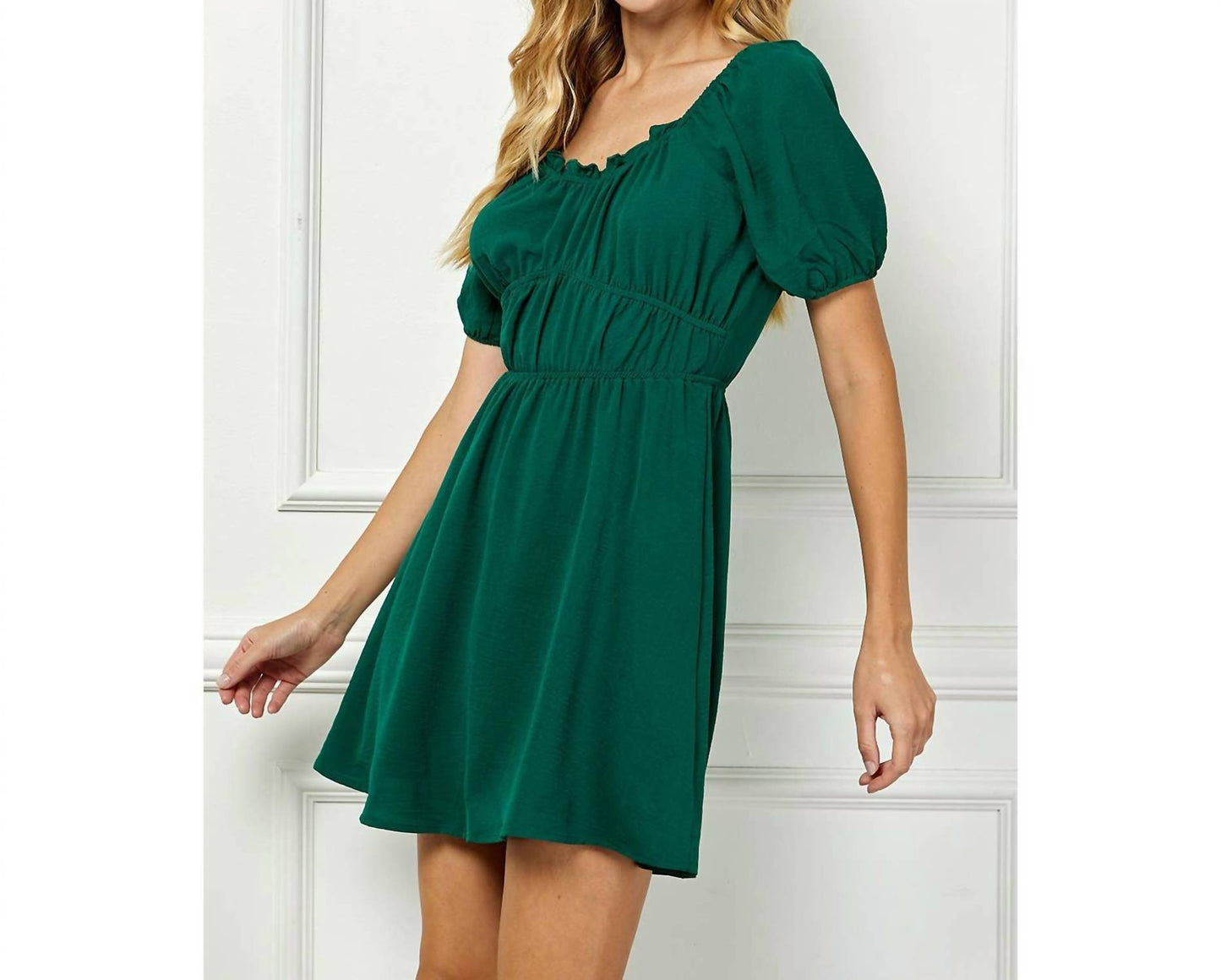 Puff Sleeve With Juliette Waist Tiered Dress