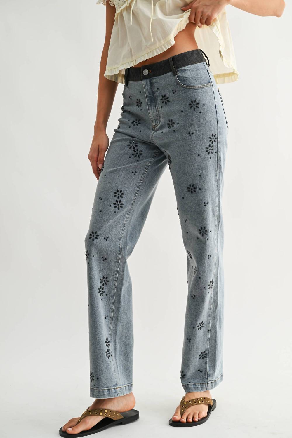 Straight-leg Jeans With Hot Fix Embellished