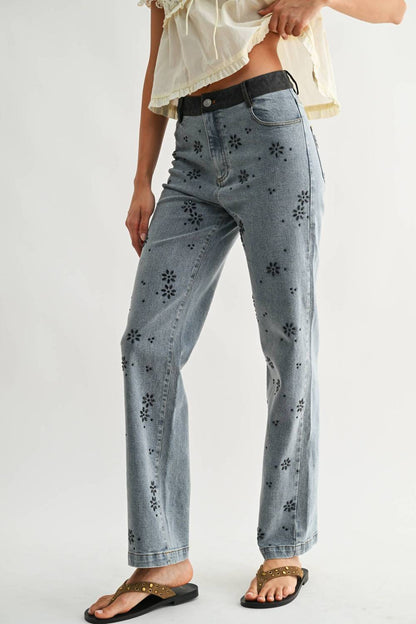 Straight-leg Jeans With Hot Fix Embellished