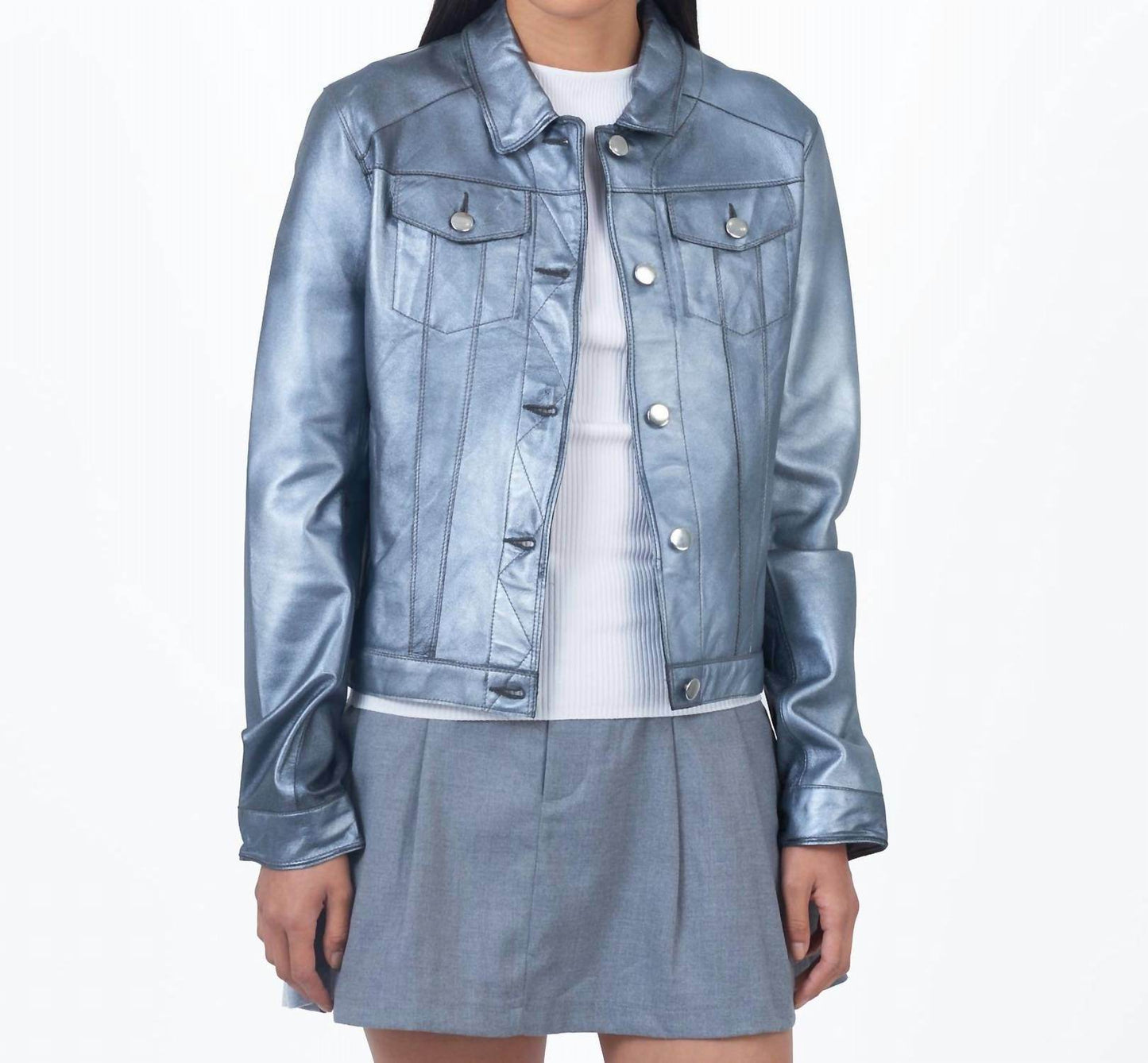 JKT NYC - Alexa Metallic Leather Jacket - Rack Hunt -