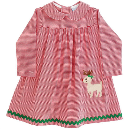 Girl's Reindeer Games Knit Dress With Collar