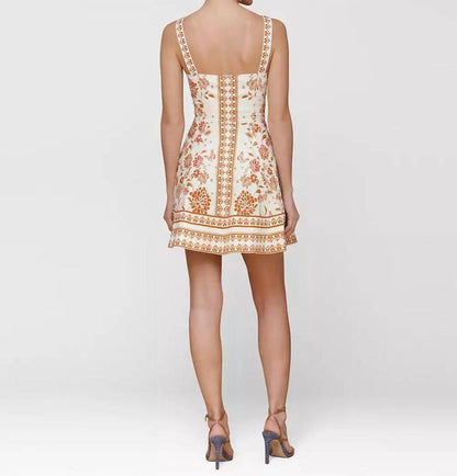 Printed Fit Flare Mini Dress
