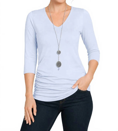 Rachel Ava 3/4 Sleeve Top With Ruching