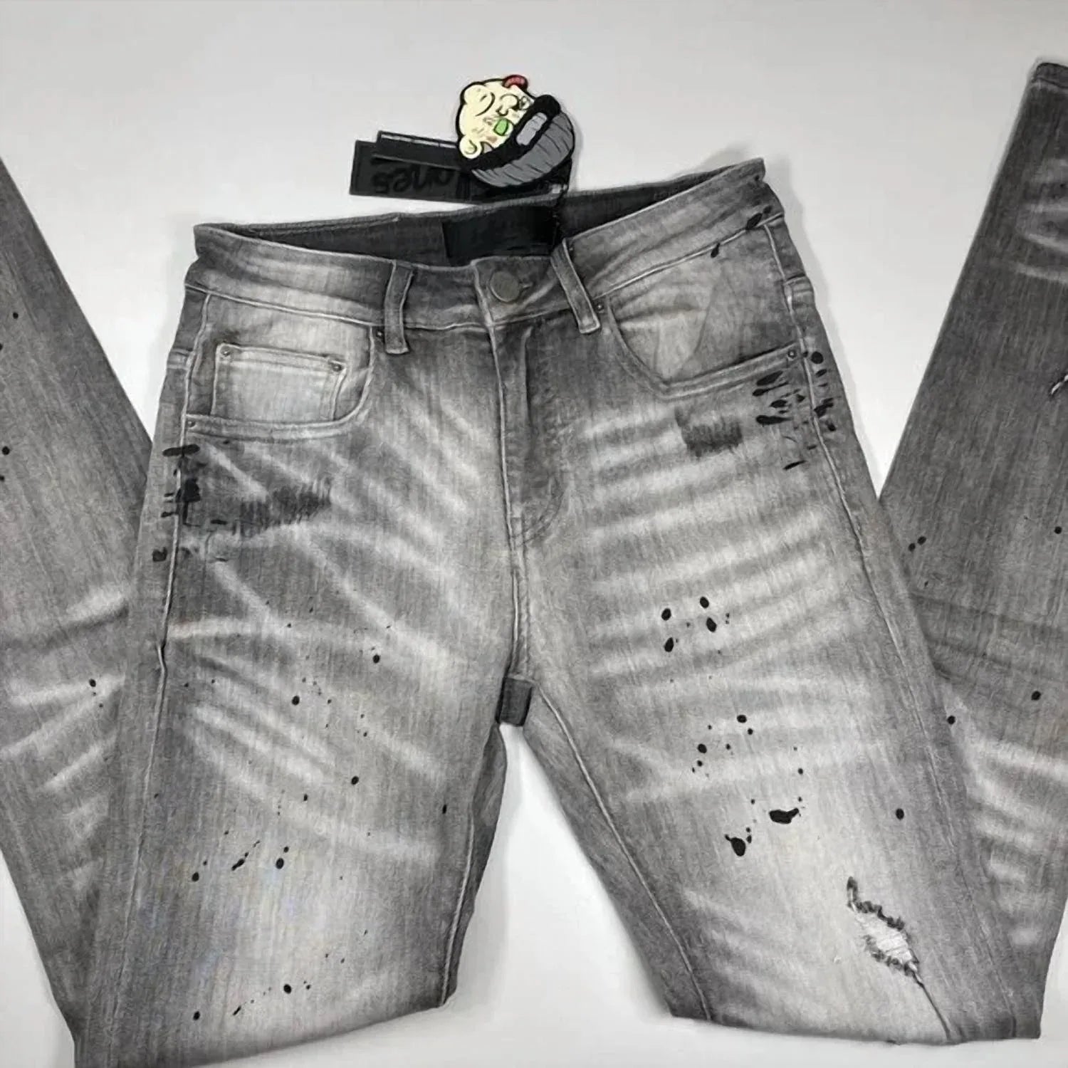 Tulones - Men’s Paint Splash Two-hole Denim Skinny Jeans - Rack Hunt