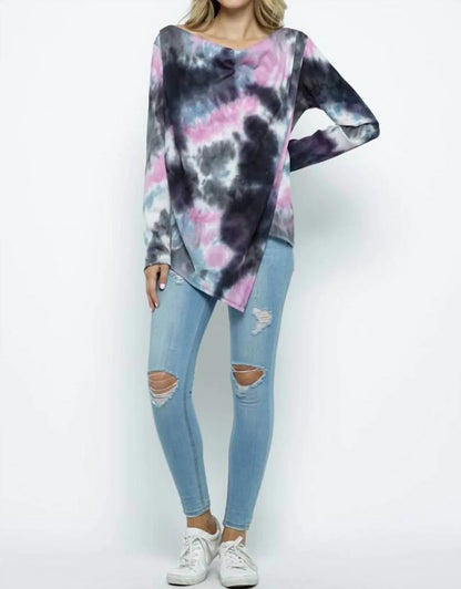 Ellis - Cowl Asymmetric Tie Dye Top - Rack Hunt