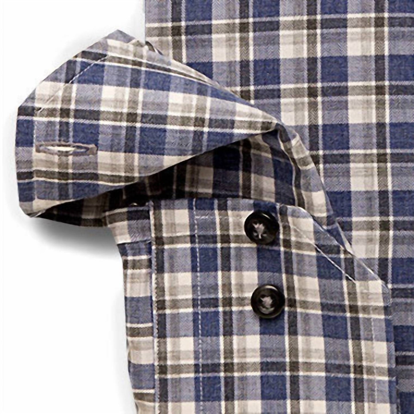 Men's Lightly Brushed Melange Denim Plaid Shirt