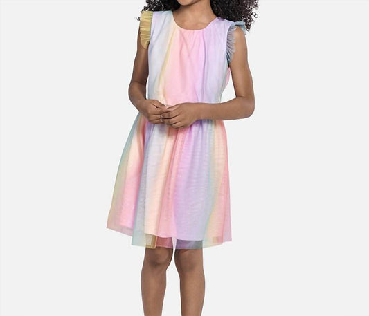 The Children's Place - Glitter Rainbow Ombre Mesh Fit And Flare Dress - Rack Hunt -