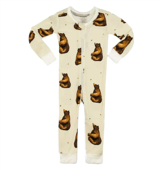 Kid's Honey Bear Bamboo Zipper Pajama