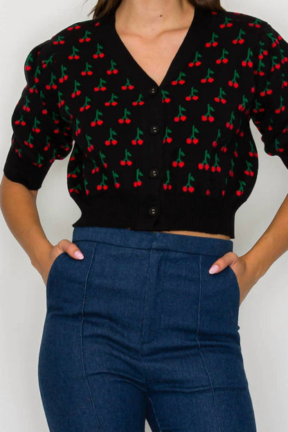 Cute As Cherry Crop Sweater