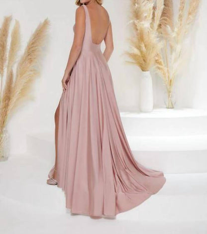Open Back Front Slit Dress