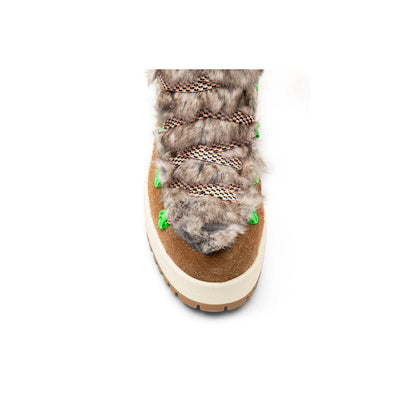 Women's Fur-trimmed Lace-up Knee-high Boots