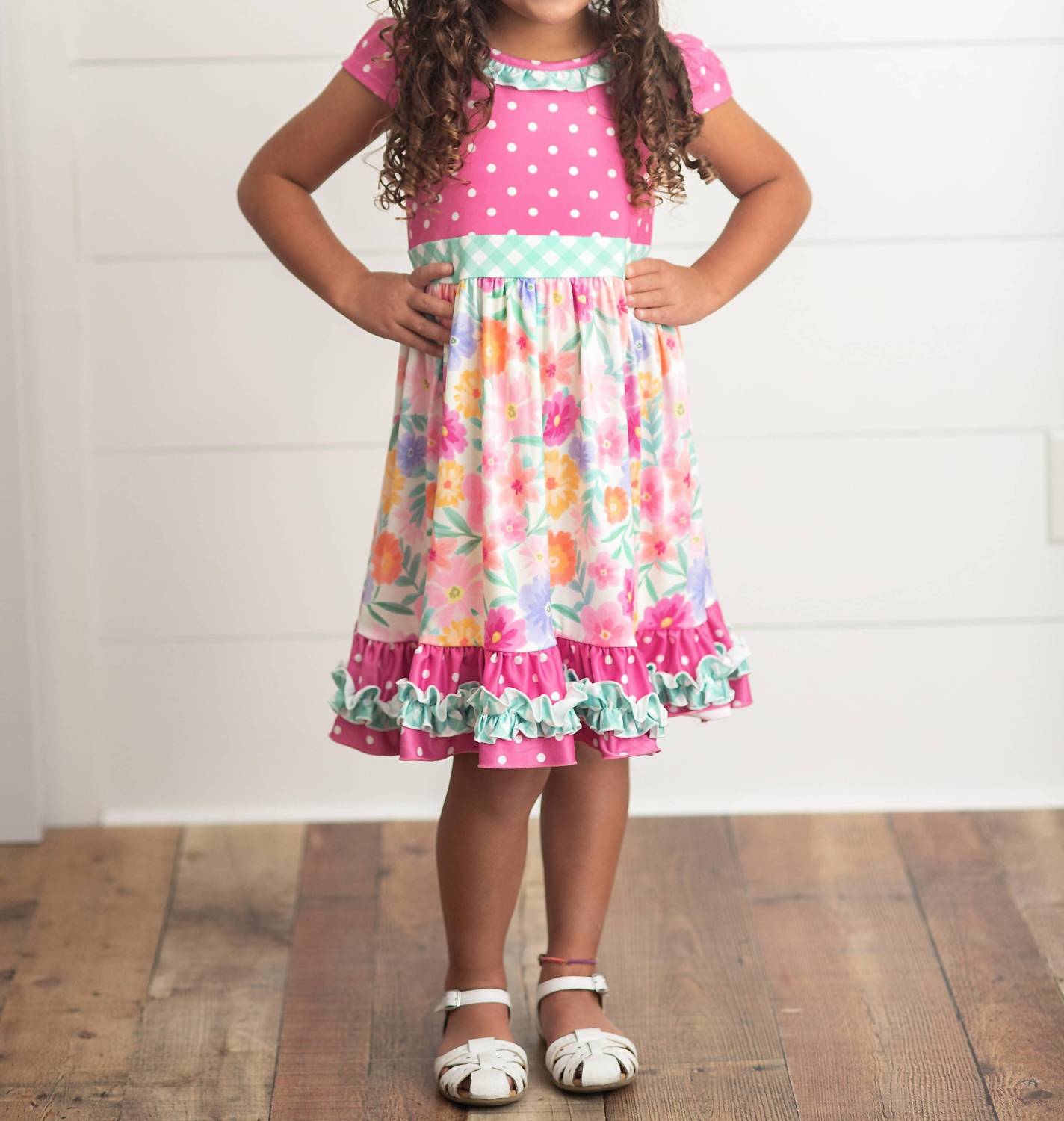 Kid's Gingham Spring Summer Ruffle Dress