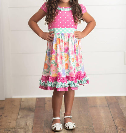 Kid's Gingham Spring Summer Ruffle Dress