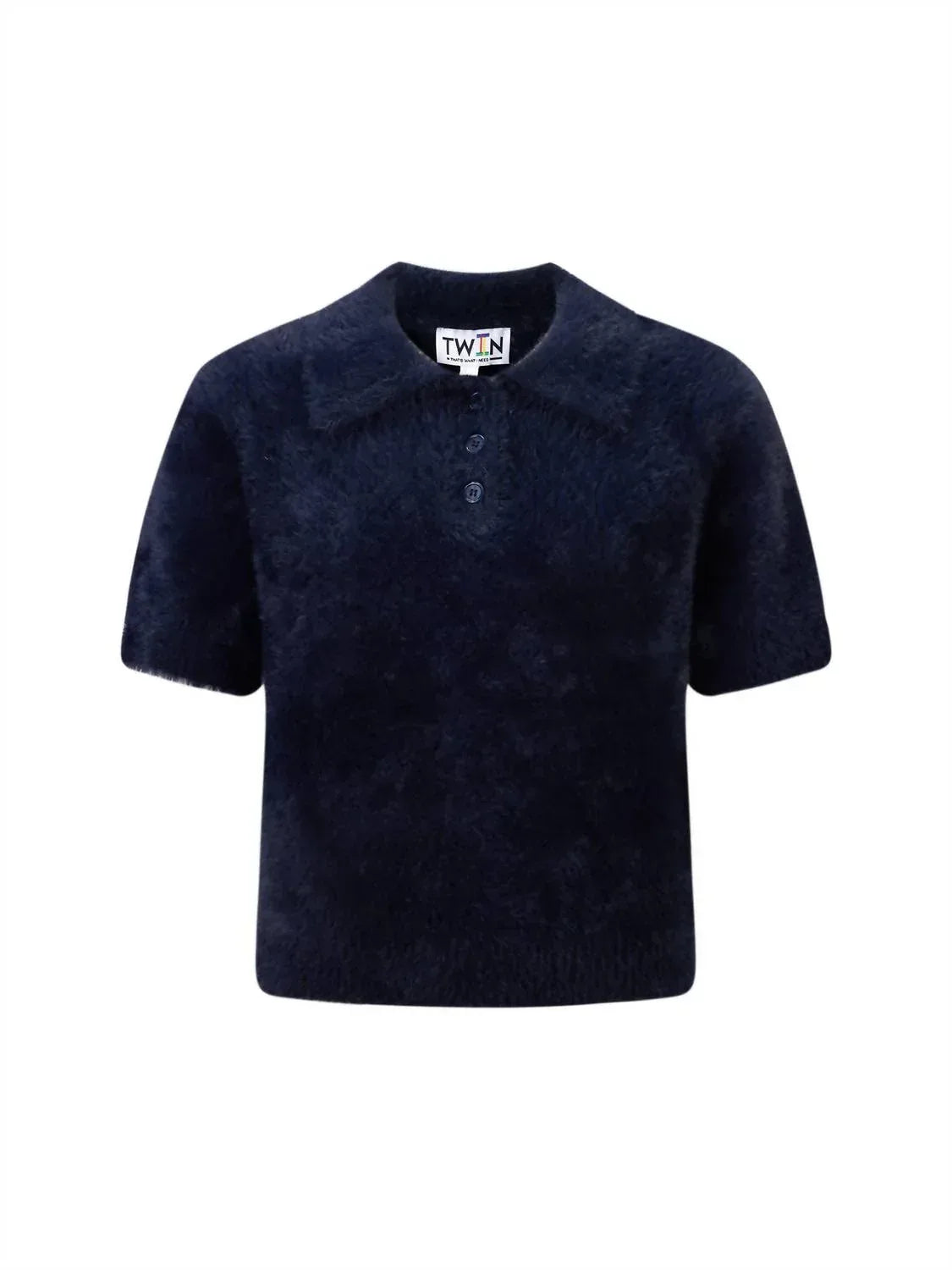 T.W.I.N. That’s What I Need - Fuzzy Cropped Polo Shirt - Rack Hunt