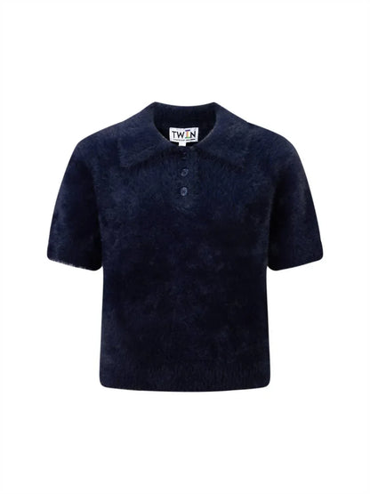 T.W.I.N. That’s What I Need - Fuzzy Cropped Polo Shirt - Rack Hunt