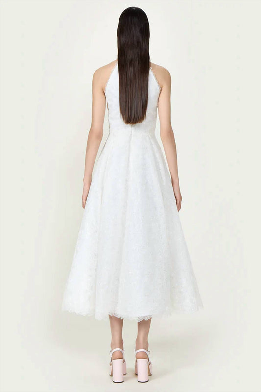 Lavinia Embroidered Organza Halter Neck Midi Dress