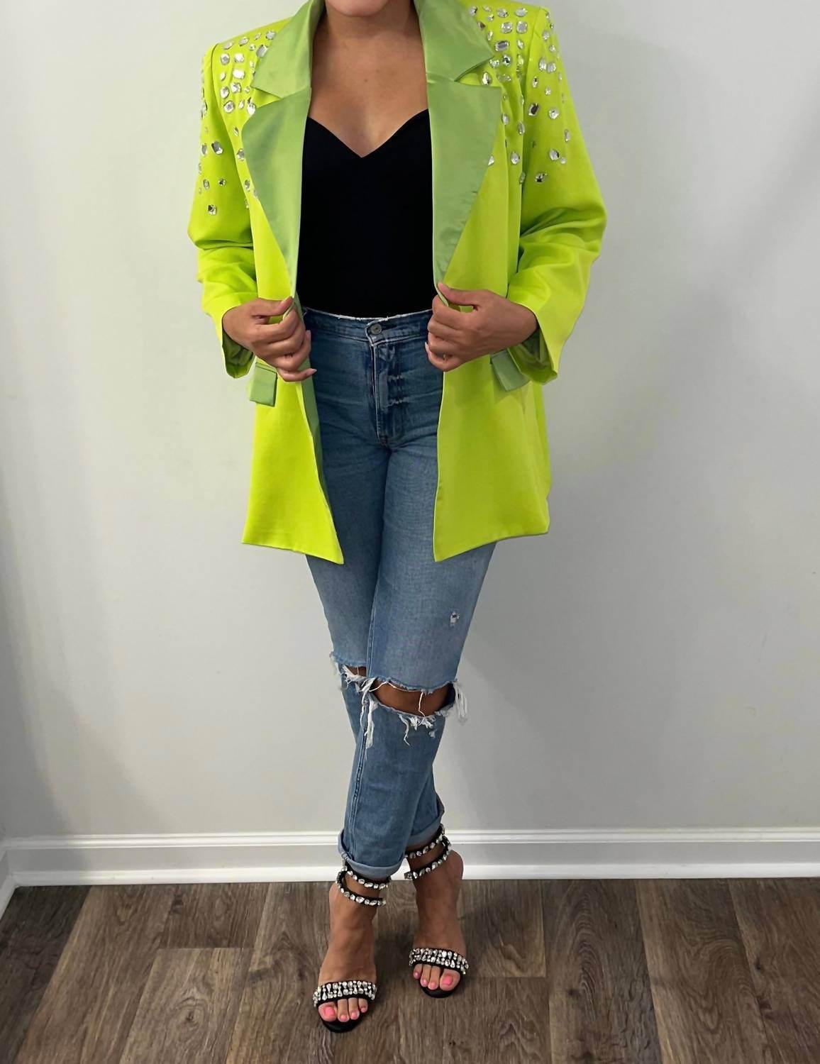 Denim Love - Oversized Rhinestone Blazer - Rack Hunt