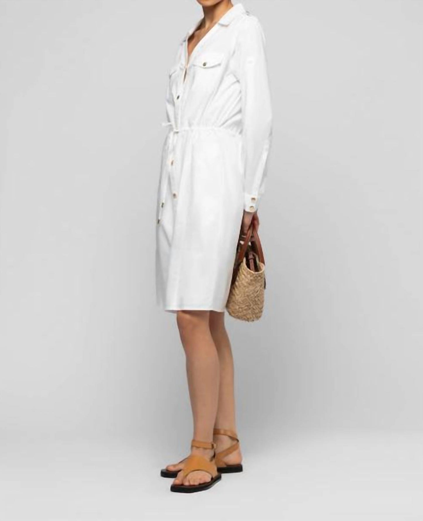 Ramie Mini Shirt Dress