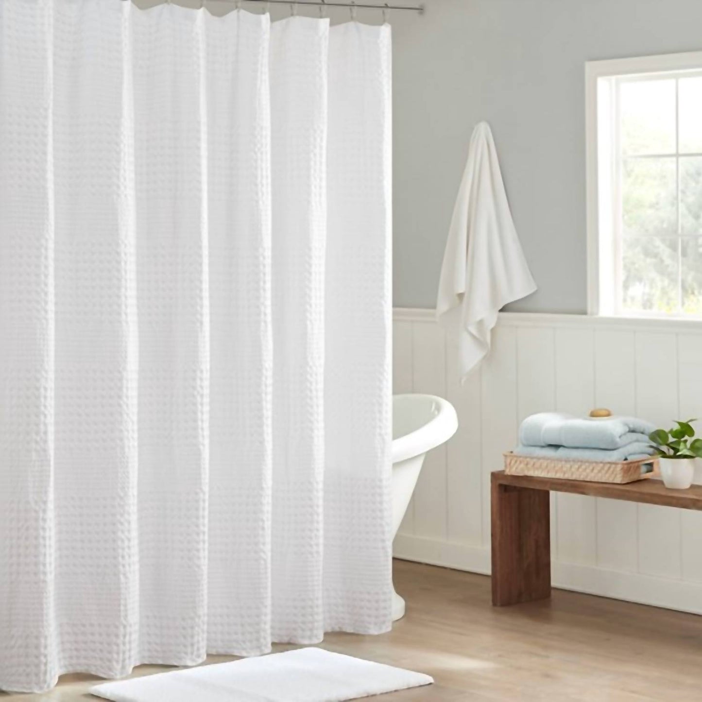 Madison Park Waffle Shower Curtain