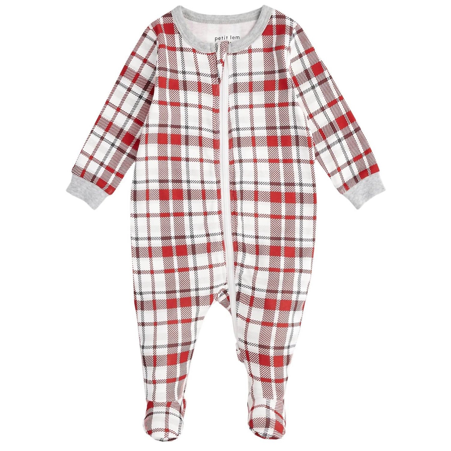 Girls' Holiday Plaid Footed Sleeper