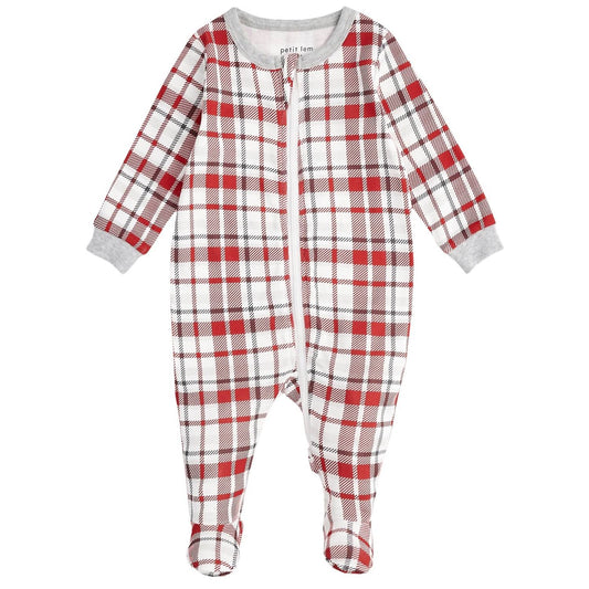 Girls' Holiday Plaid Footed Sleeper