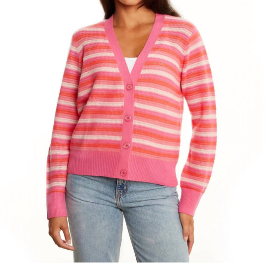 Posey Open Stitch Stripe V-cardigan