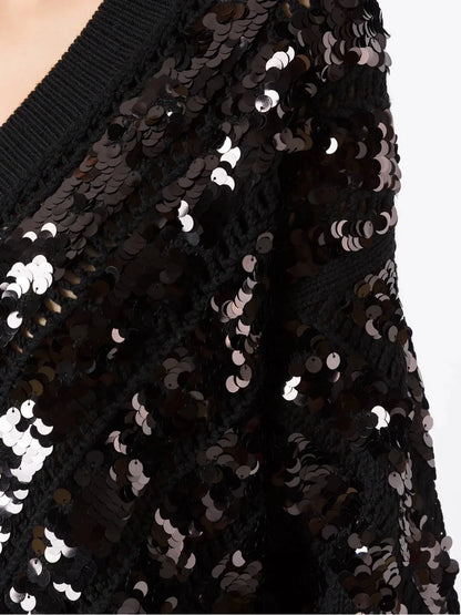 Valentino - Sequin Embellished V-neck Jumper - side view - Rack Hunt