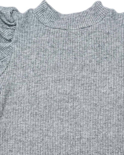 Girl's Ribbed Sparkle Puff Sleeve Top