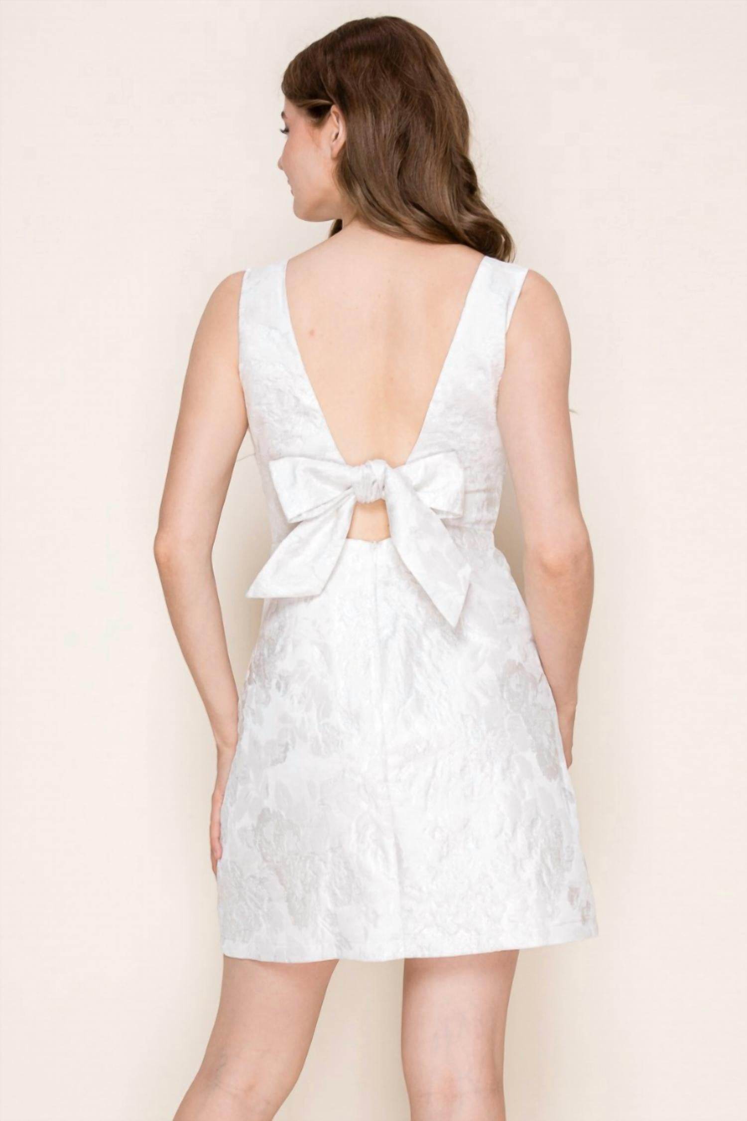 Bright - Deep V Mini Dress With Bow - Rack Hunt -