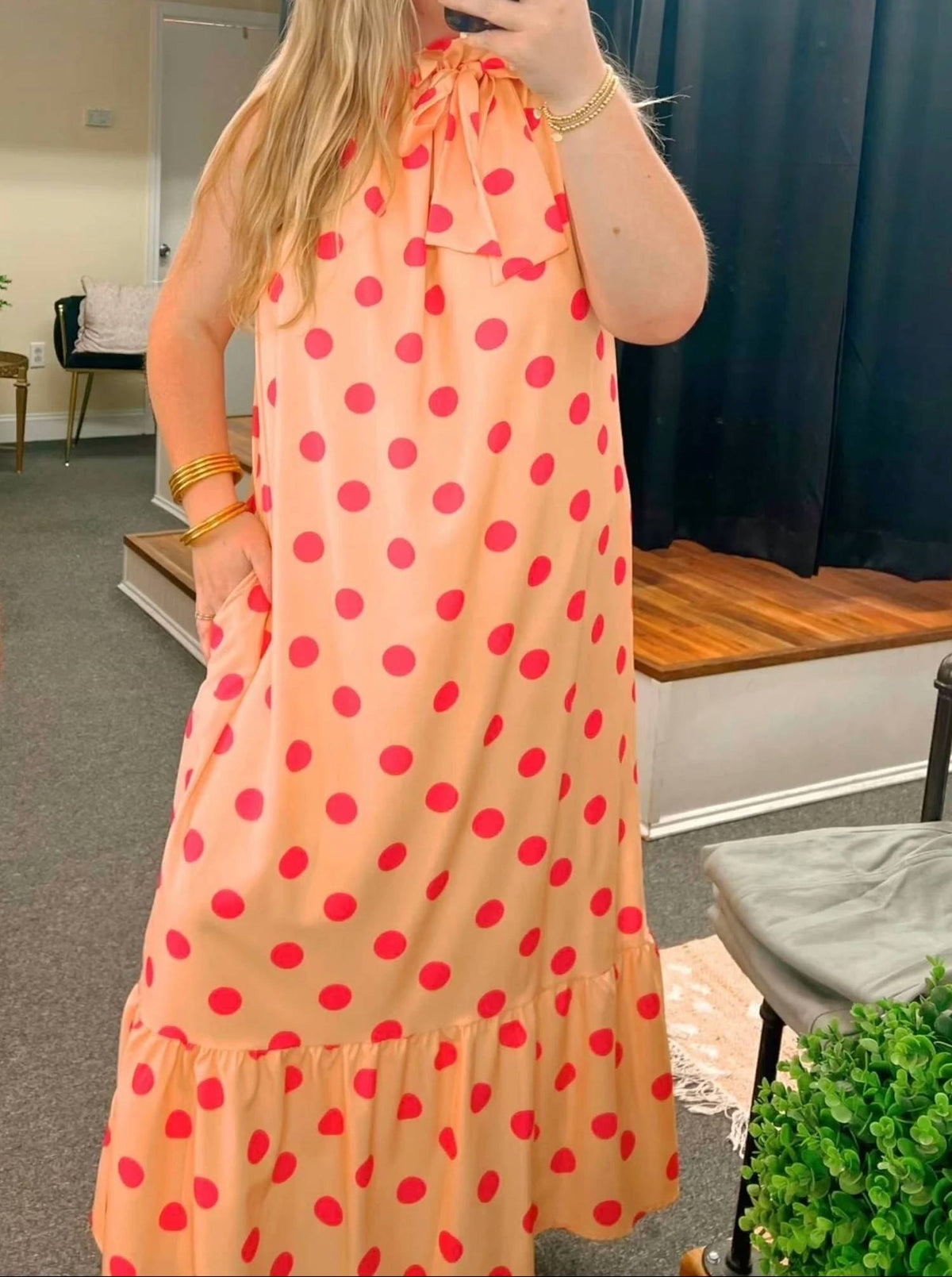 Faye Poka Dot Midi Dress