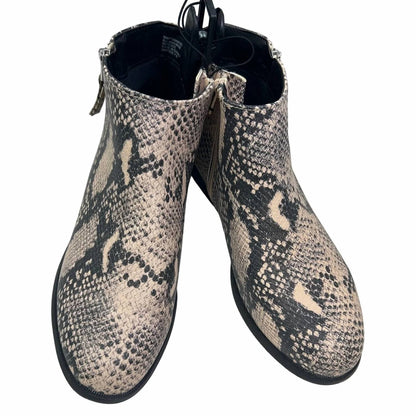 Women's Faux Snakeskin Side Zip Ankle Boots - Wide