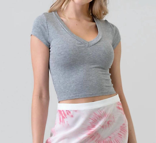 Crop V-neck Short Sleeve Top