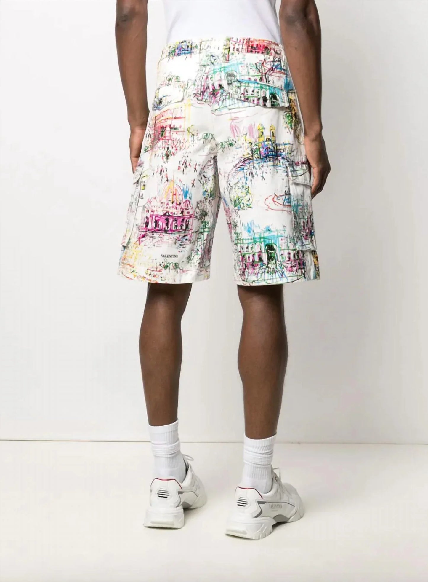 Valentino - Roman Sketches Print Bermuda Shorts - side view - Rack Hunt
