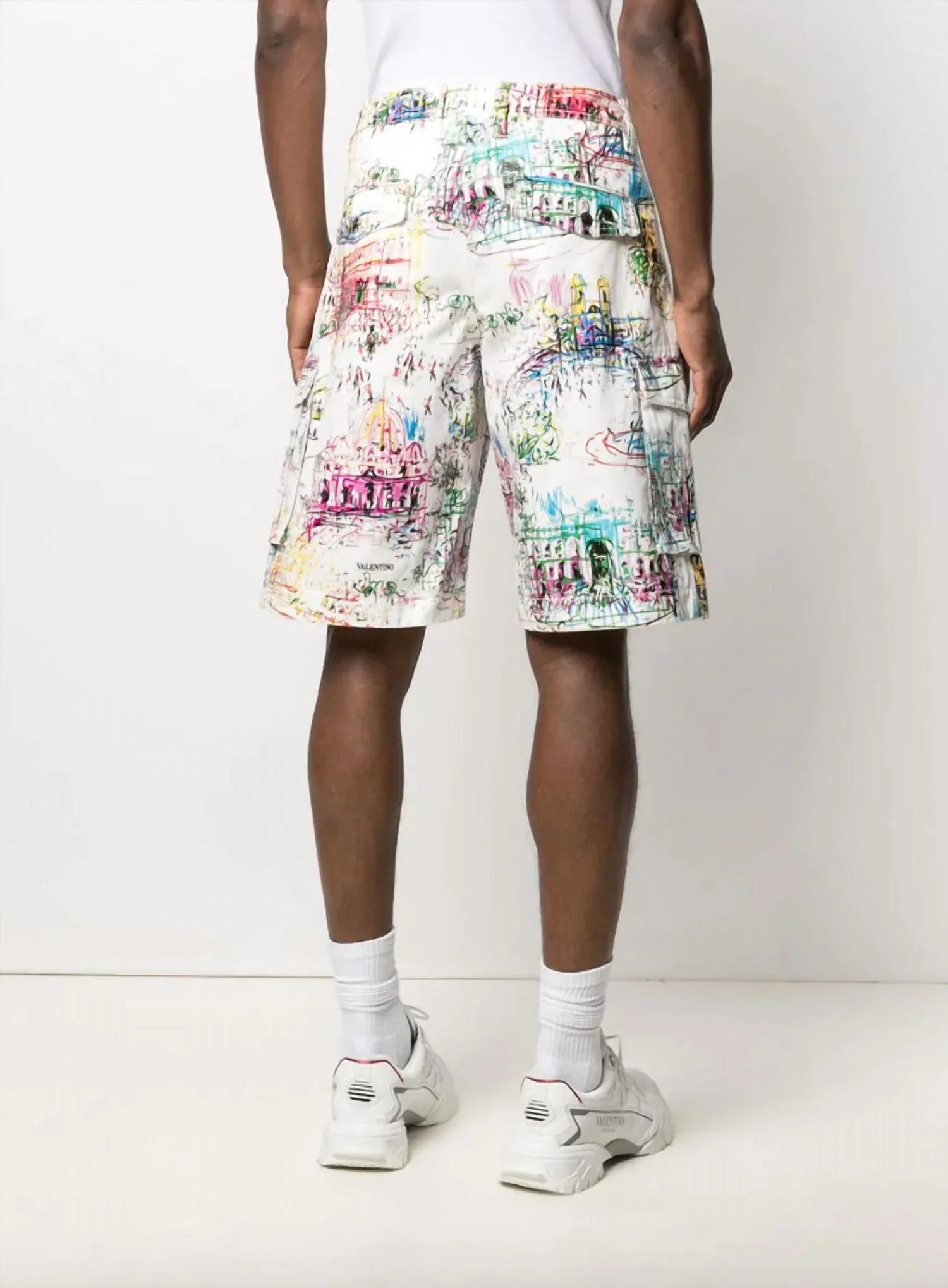 Valentino - Roman Sketches Print Bermuda Shorts - side view - Rack Hunt