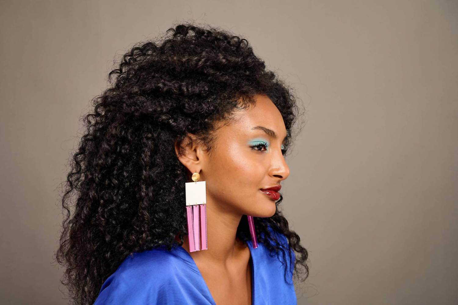 Laka Luka - Women's Oversized Dangle Mirror 80's Earrings - Rack Hunt -