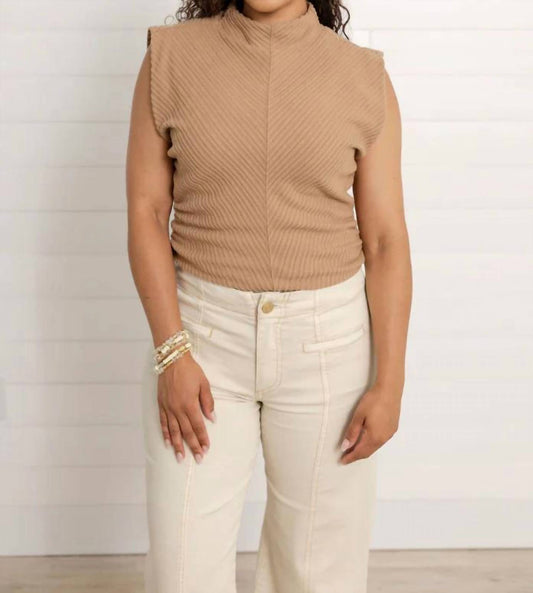 Funnel Neck Side Ruched Top