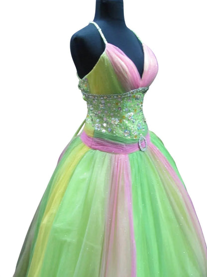 Precious Formals - Beaded Tulle Lace-up Back Ballgown - Rack Hunt