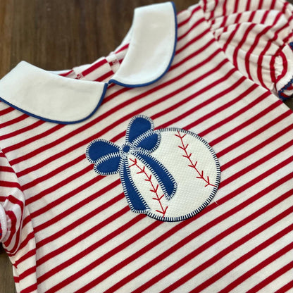 Girl's Baseball Applique Knit Louisa Dress