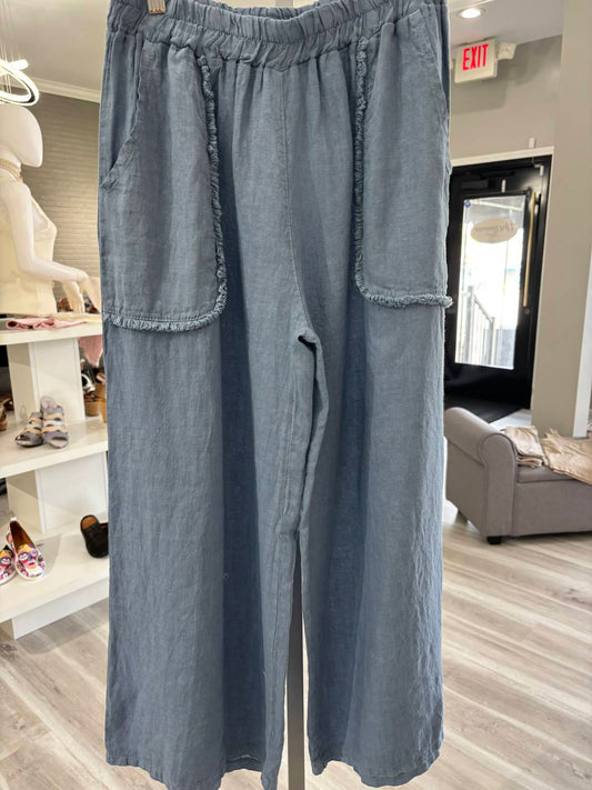Women's Fray Pocket Linen Pant